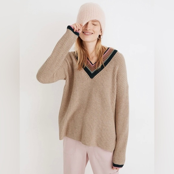 Madewell Sweaters - Madewell Tipped Forrest V-Neck Sweater